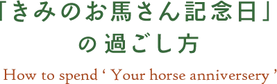 How to spend ‘｢きみのお⾺さん記念⽇｣ の過ごし⽅ -  How to spend 'Your horse anniversery